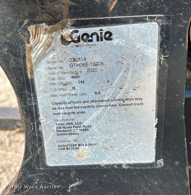 image for item NA9560 2020 Genie GTH-636  telehandler