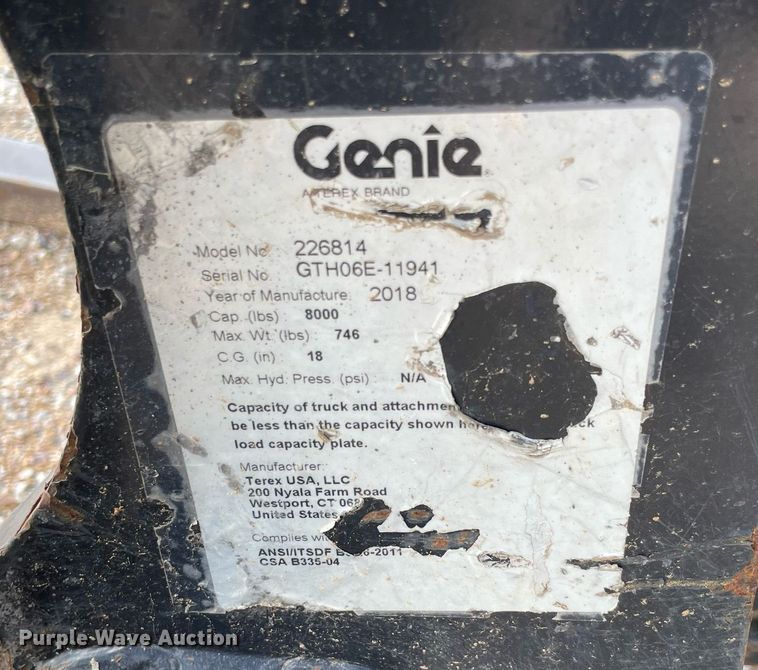 image for item NA9562 2018 Genie GTH-636  telehandler