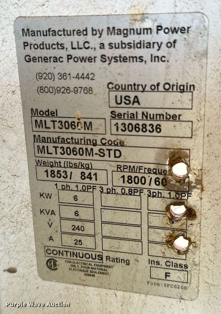 image for item NA9615 Magnum MLT3060M  light plant