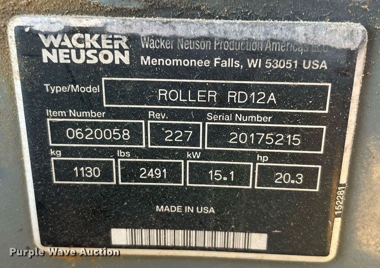 image for item NA9650 Wacker Nelson RD12  double drum vibratory roller