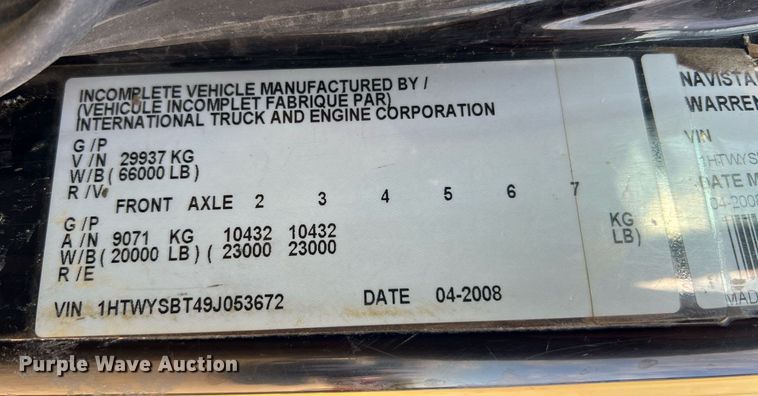 image for item NI9028 2009 International WorkStar 7600  vacuum truck