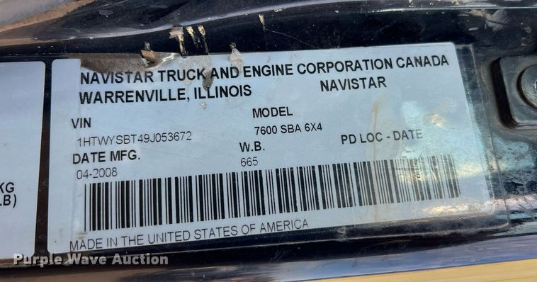 image for item NI9028 2009 International WorkStar 7600  vacuum truck