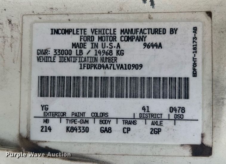 image for item NI9057 1990 Ford F800  crane truck