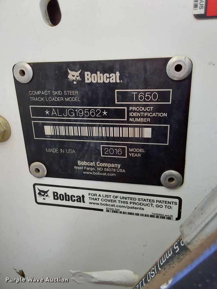 image for item NP9691 2016 Bobcat T650  tracked skid steer loader
