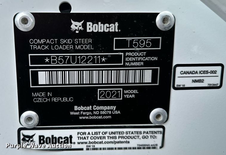 image for item NQ9407 2021 Bobcat T595  tracked skid steer loader