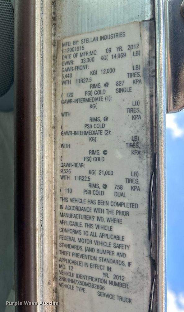 image for item NQ9894 2013 Kenworth T300  utility / service truck