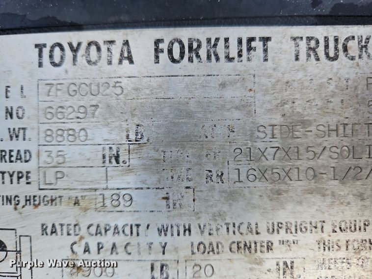 image for item NQ9932 Toyota 7FGCU25  forklift