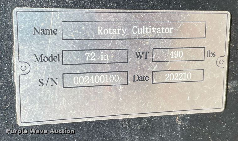 image for item NY9975 72" W skid steer tiller