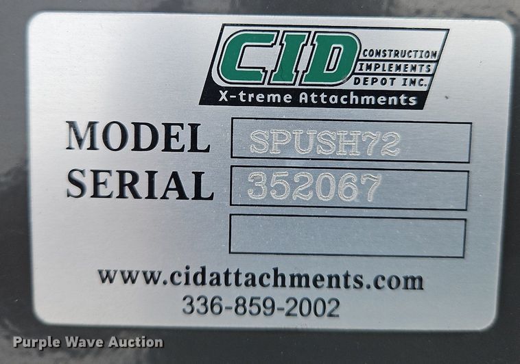 image for item NZ9036 CID SPUSH72  72" W skid steer snow pusher