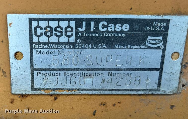 image for item OA9003 1993 Case 580 Super K  backhoe