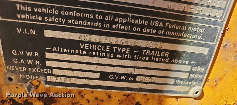 image for item OG9519 1994 CZ Engineering CZ18K  flatbed trailer