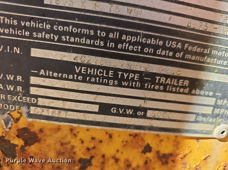 image for item OG9519 1994 CZ Engineering CZ18K  flatbed trailer