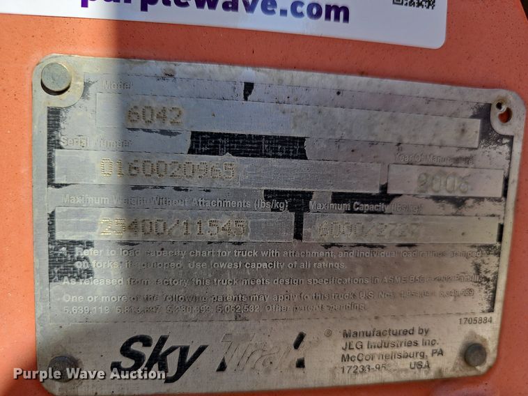 image for item OG9525 2006 SkyTrak 6042  telehandler