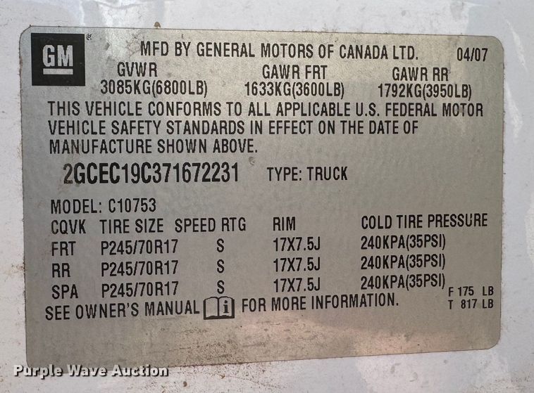 image for item DK2552 2007 Chevrolet Silverado 1500  Ext. Cab pickup truck