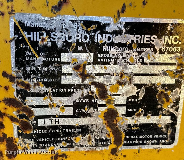 image for item DK2567 1985 Hillsboro  equipment trailer
