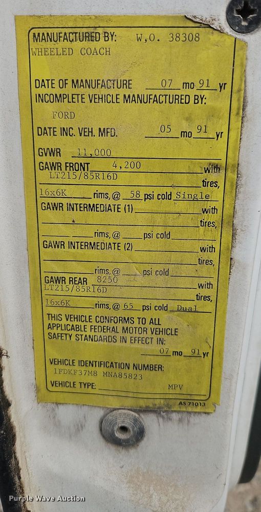 image for item DP2448 1991 Ford F350 XL  ambulance