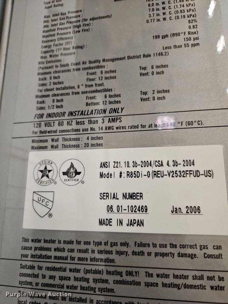 image for item DP2521 (2) Rinnai R85 instant hot water heaters