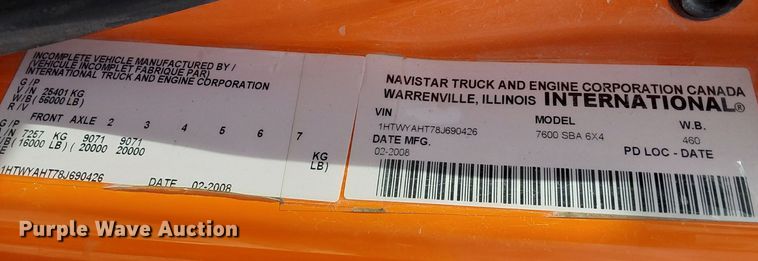 image for item DP6168 2008 International WorkStar 7600  dump truck