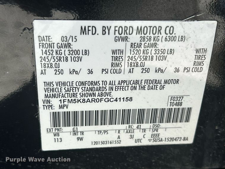 image for item DQ0972 2015 Ford Explorer Police Interceptor  SUV