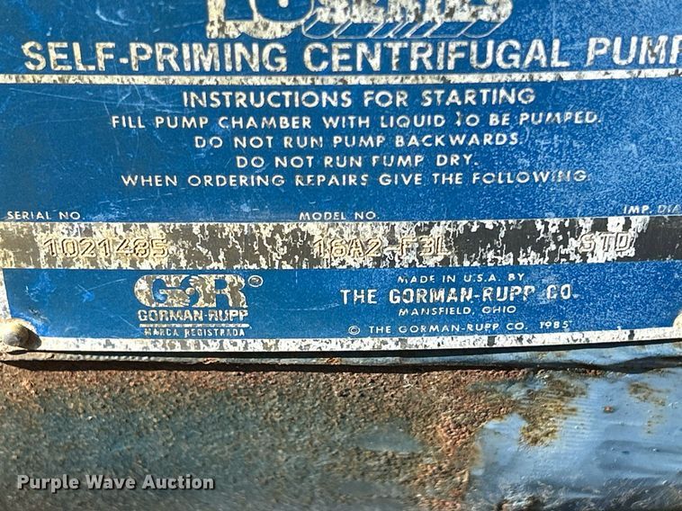 image for item DQ0984 Gorman Rupp 16A2-F3L  centrifugal pump