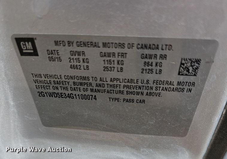 image for item DR5791 2016 Chevrolet Impala Police