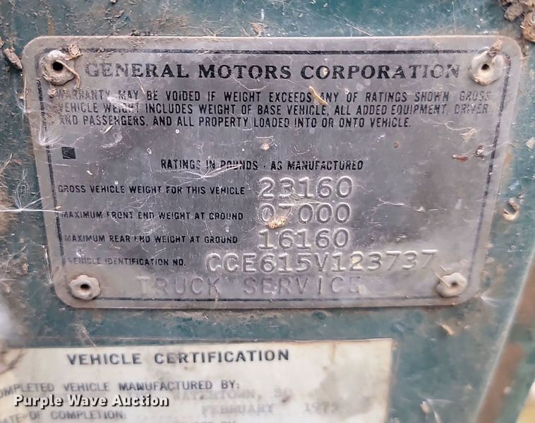 image for item JG9696 1975  Chevrolet CE619  dump flatbed truck