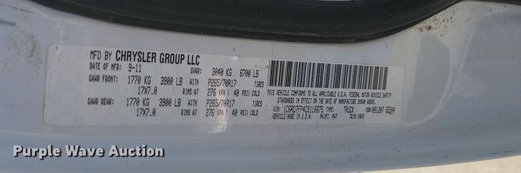 image for item JG9758 2012 Dodge Ram 1500  Quad Cab pickup truck