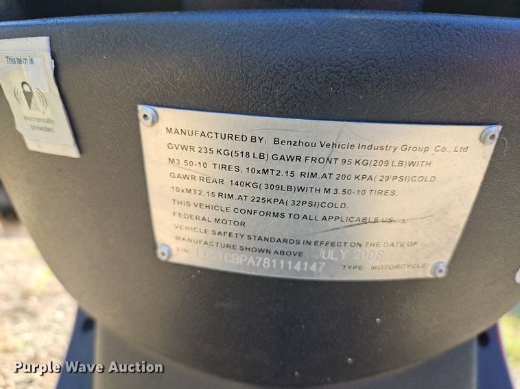 image for item LM9125 2008 BENZHOU MC-08-50B  scooter