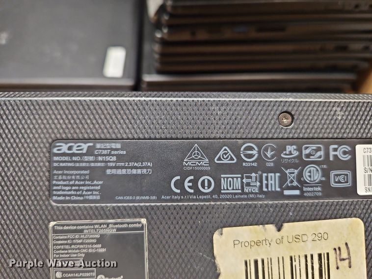 image for item LM9247 Acer  Approximately 500 Acer C7318T N15Q8 Chromebooks