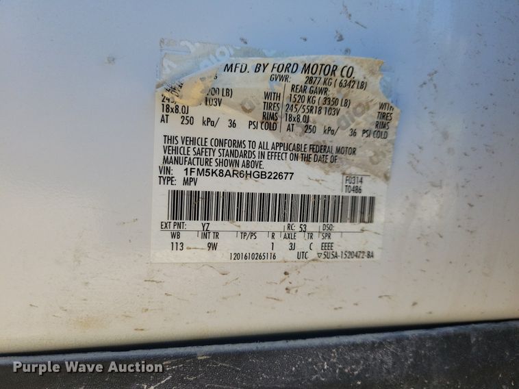 image for item LO9847 2017 Ford Explorer Police Interceptor  SUV