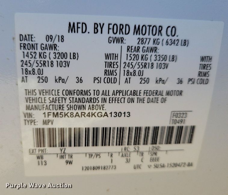 image for item LO9848 2019 Ford Explorer Police Interceptor  SUV