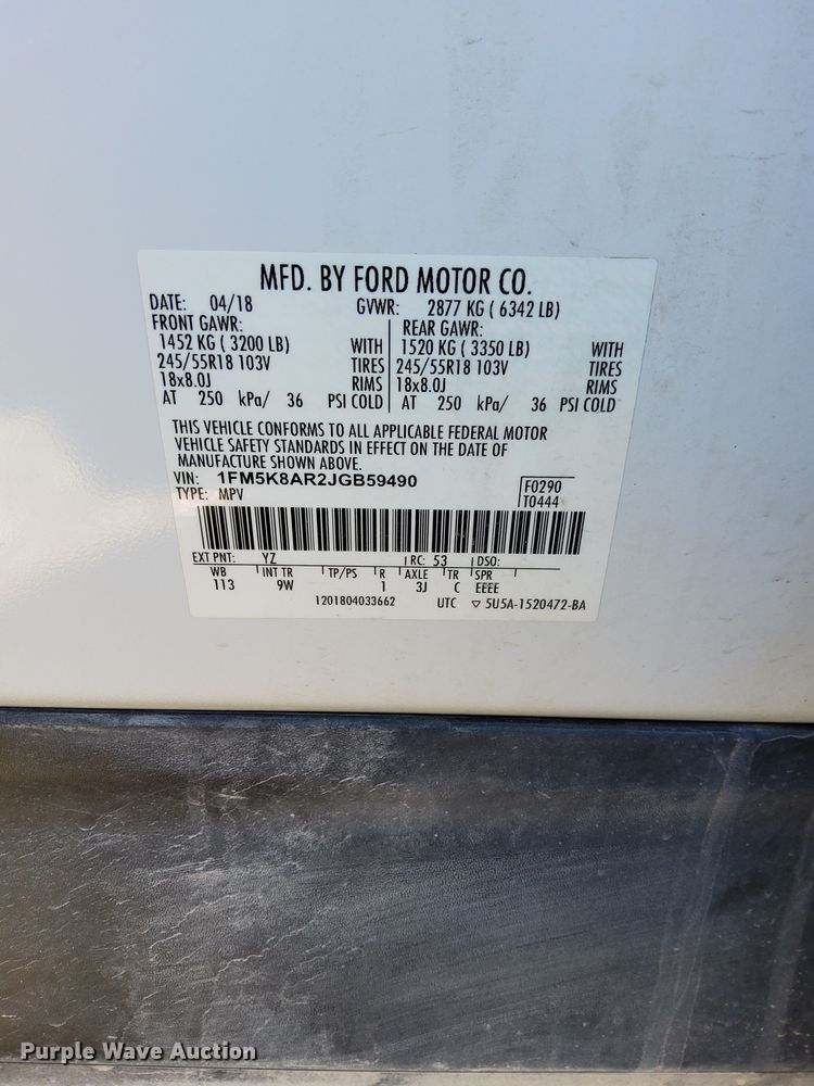 image for item LO9849 2018 Ford Explorer Police Interceptor  SUV