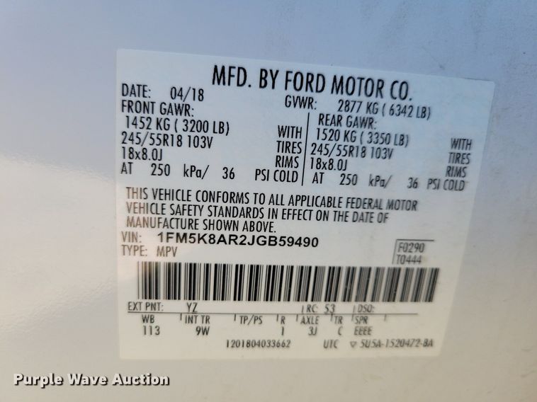 image for item LO9849 2018 Ford Explorer Police Interceptor  SUV