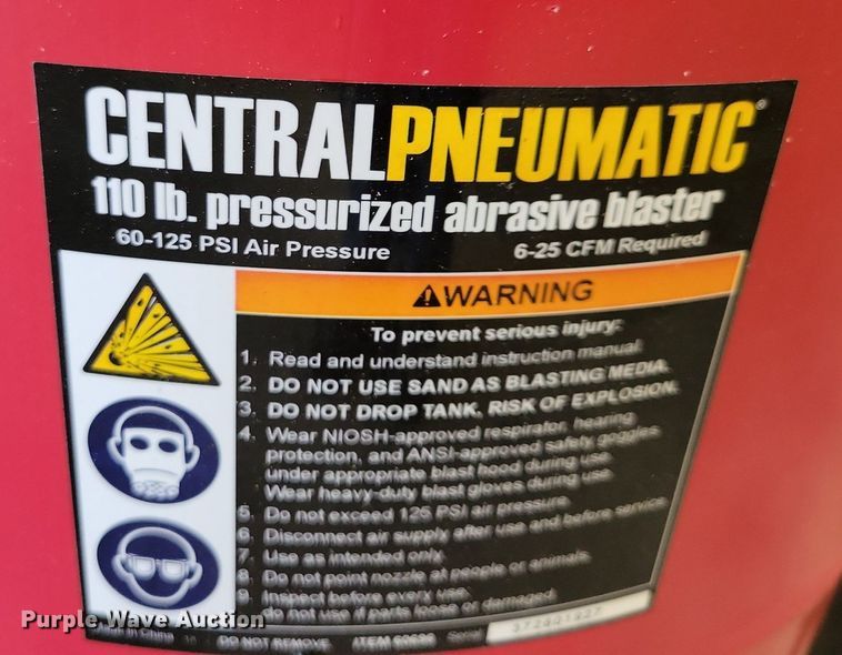 image for item LO9862 Central Pneumatic  abrasive blaster