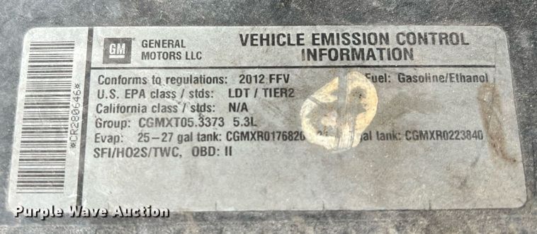 image for item LU9802 2012 Chevrolet Tahoe Police  SUV