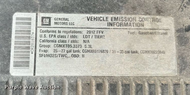 image for item LU9803 2012 Chevrolet Tahoe Police  SUV