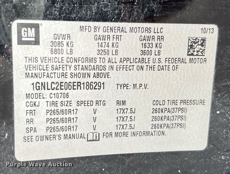 image for item LU9804 2014 Chevrolet Tahoe Police  SUV