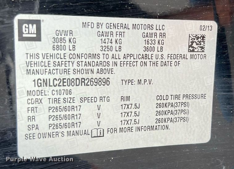 image for item LU9806 2013 Chevrolet Tahoe Police  SUV