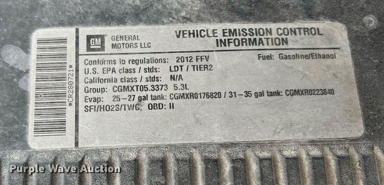 image for item LU9807 2012 Chevrolet Tahoe Police  SUV