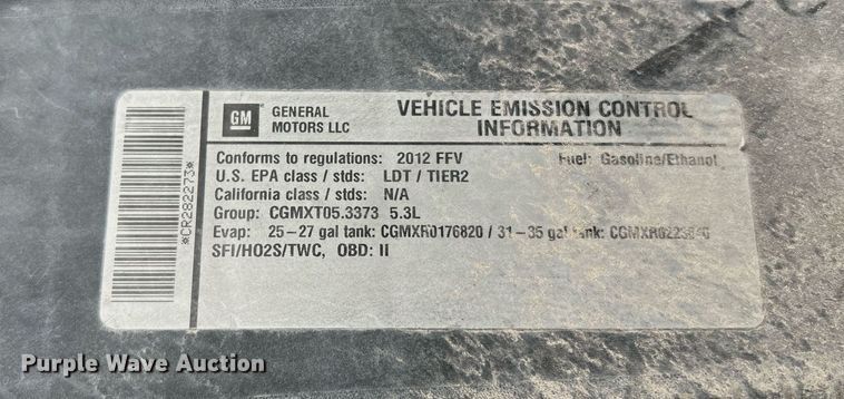 image for item LU9808 2012 Chevrolet Tahoe Police  SUV