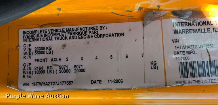 image for item NI9041 2007 International 7400  dump truck