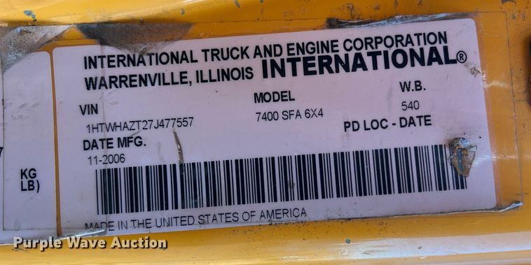 image for item NI9041 2007 International 7400  dump truck