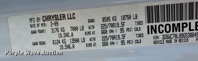 image for item NI9043 2009 Dodge Ram 5500HD  Quad Cab flatbed truck