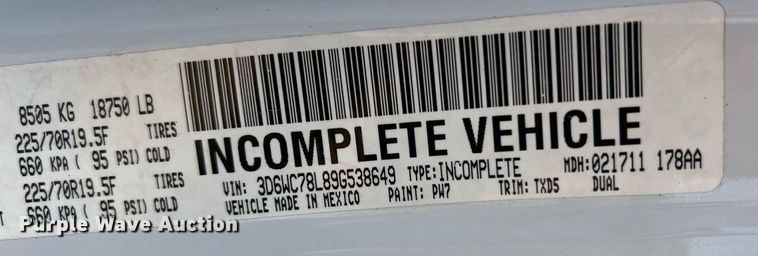 image for item NI9043 2009 Dodge Ram 5500HD  Quad Cab flatbed truck