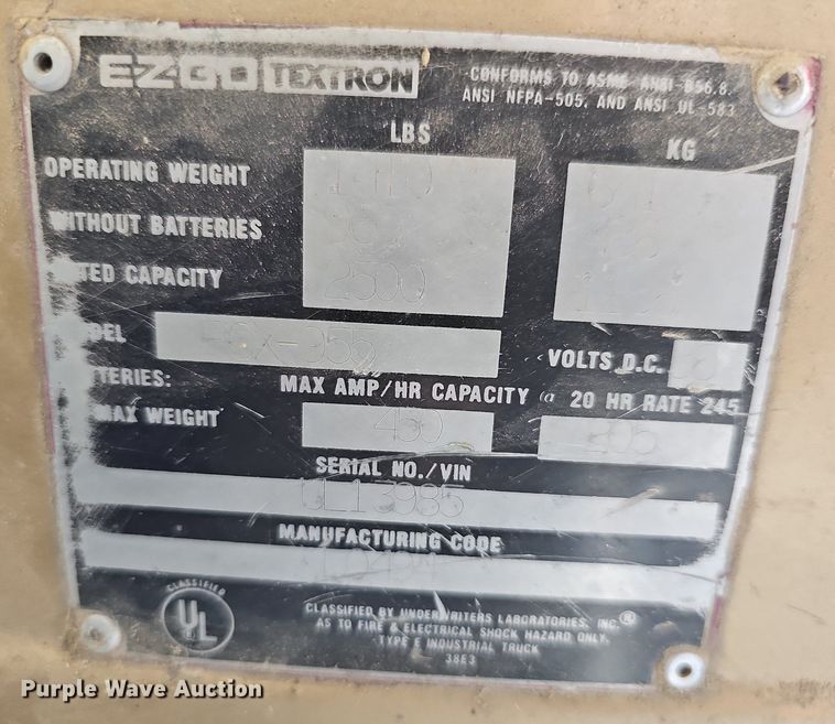 image for item NJ9915 EZGO PCX955  golf cart