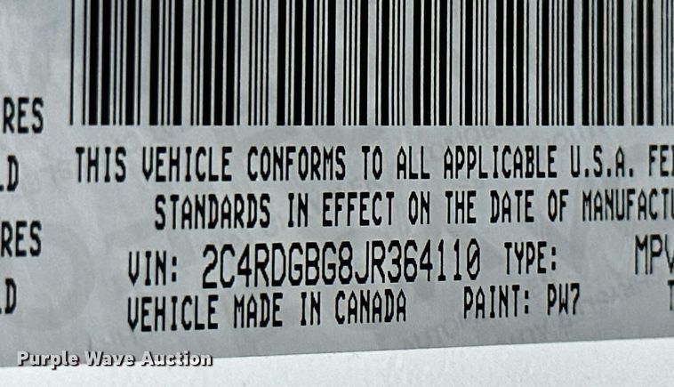 image for item NO9323 2018 Dodge Grand Caravan