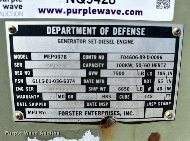 image for item NQ9428 1992 Forster  generator