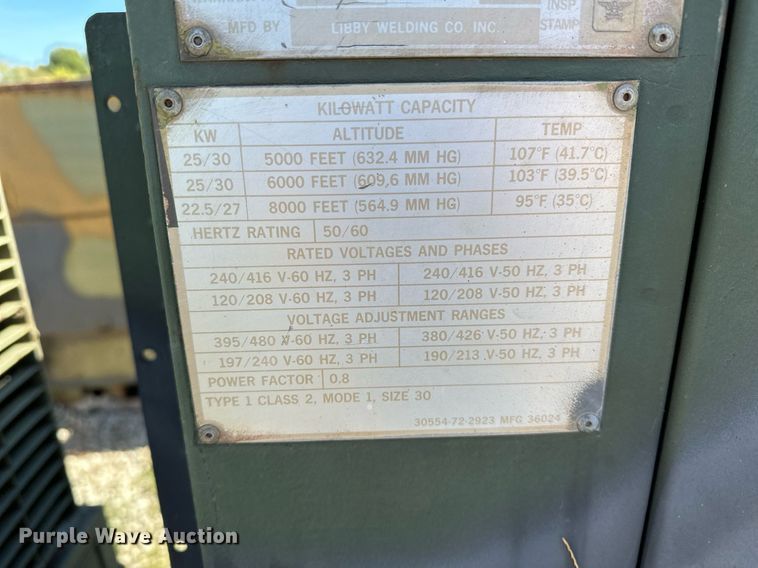 image for item NQ9432 1982 Libby Welding MEP-005A  generator