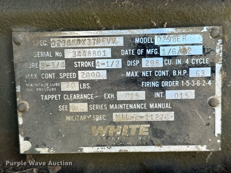 image for item NQ9440 1982 Libby Welding MEP-005A  generator