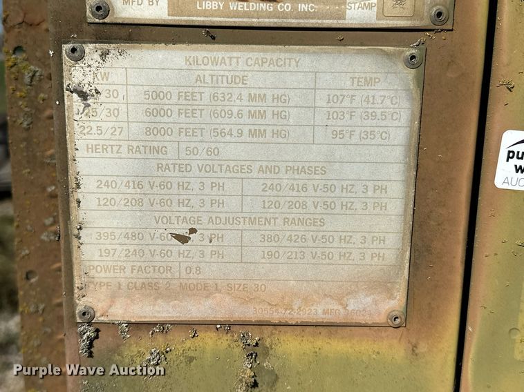 image for item NQ9440 1982 Libby Welding MEP-005A  generator